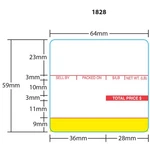 Ishida 1828 Ac-series, BC-3000, Astra Upc 59MM, Red/yellow, 12X, 625 Labels/roll. Fixed Price $83.47.