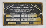 Vintage Metal Id Badge Plate - Burton Transformer Equipment. Fixed Price $24.00.