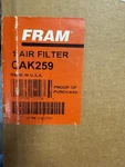 New Nos Oem Fram Air Filter CAK259. Fixed Price $59.99.