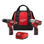 Milwaukee 2497-22 M12 Cordless 3/8" Hammer Drill & 1/4" Impact Driver Combo Kit. Fixed Price $203.20.