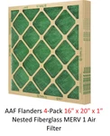 Aaf Flanders 4-PACK 16" X 20" 1" Nested Fiberglass Merv Air Filter. Fixed Price $7.48.